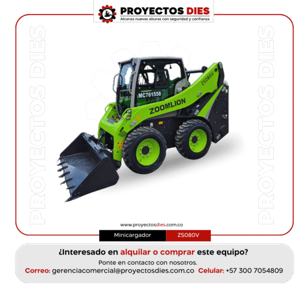 Minicargador Zoomlion ZS080V para movimiento de tierra y manipulación de materiales