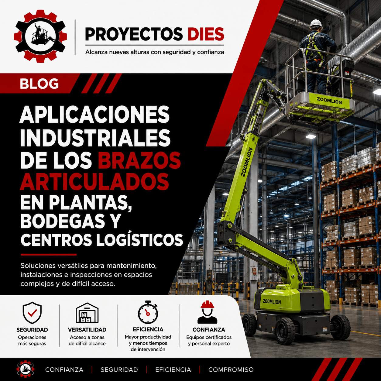 Aplicaciones industriales de los brazos articulados en plantas y bodegas — Proyectos Dies Bogotá