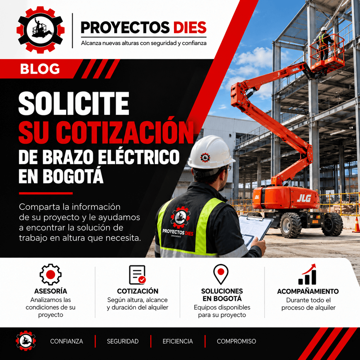 Alquiler de brazo eléctrico en Bogotá para trabajos en altura