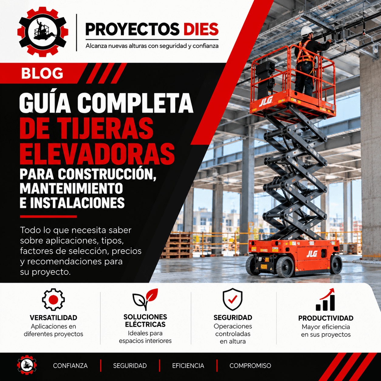 Alquiler de tijeras elevadoras en Bogotá para construcción, mantenimiento e instalaciones